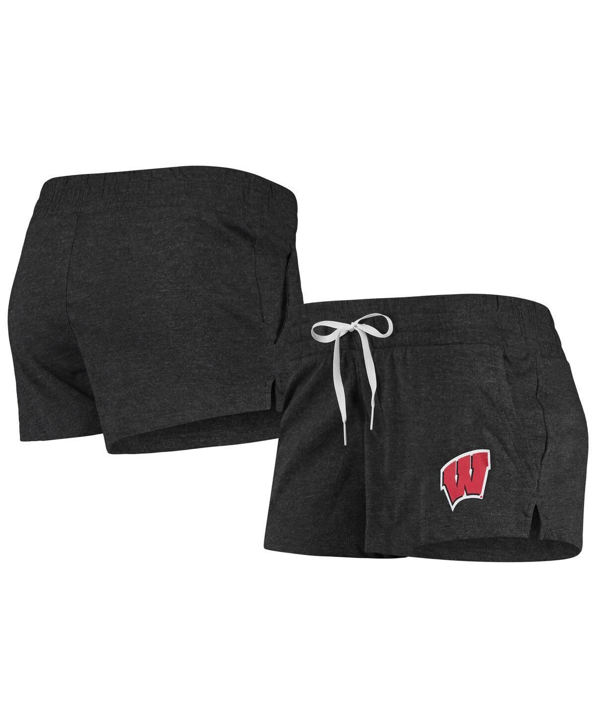 Womens Heathered Black Wisconsin Badgers Performance Cotton Shorts Product Image