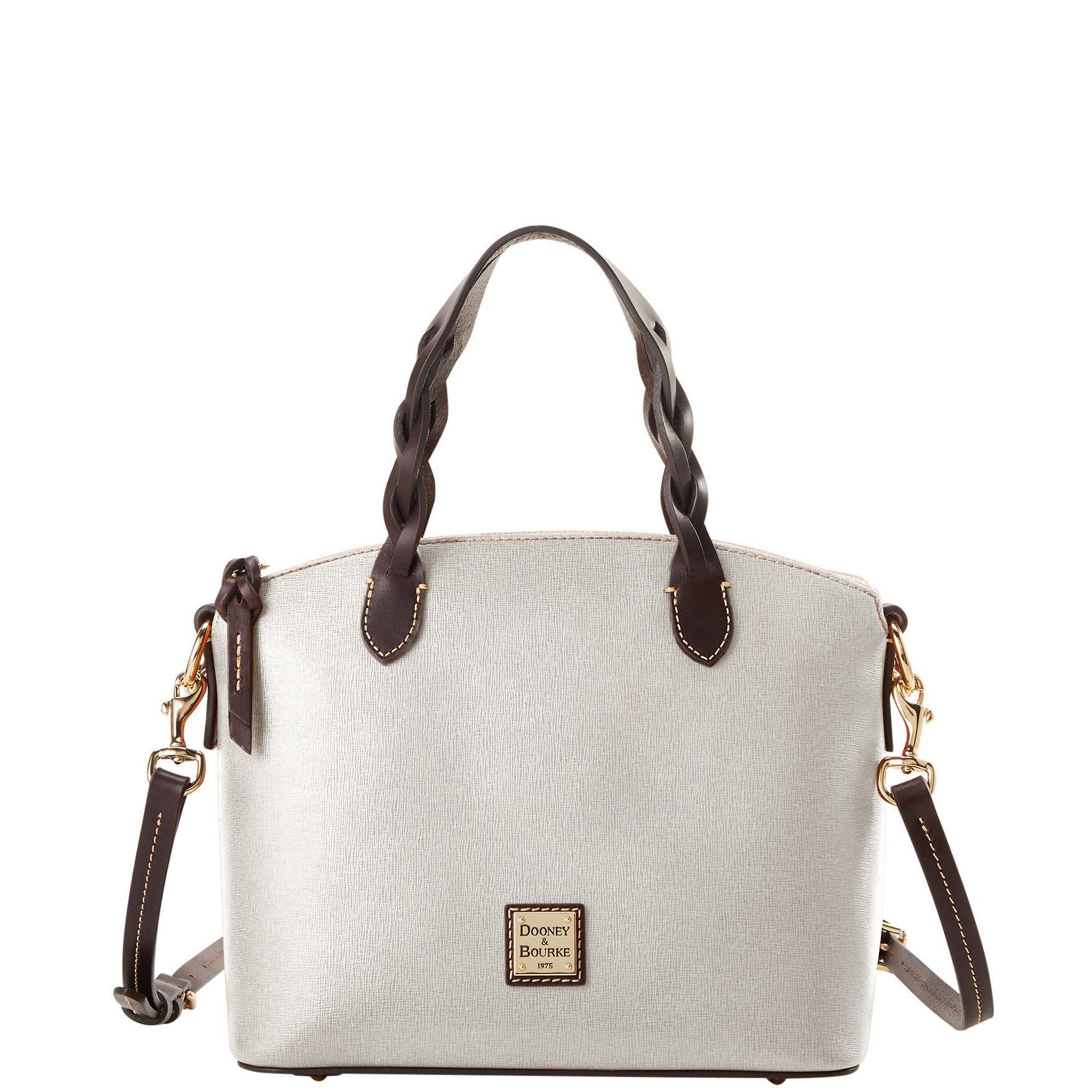 Dooney & Bourke Womens Saffiano Small Heidi Leather Satchel Bag in Ecru Product Image