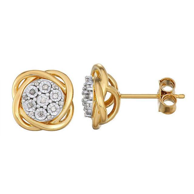 Sterling Silver 1/10 Carat T.W. Diamond Knot Stud Earrings, Womens, Gold Tone Product Image