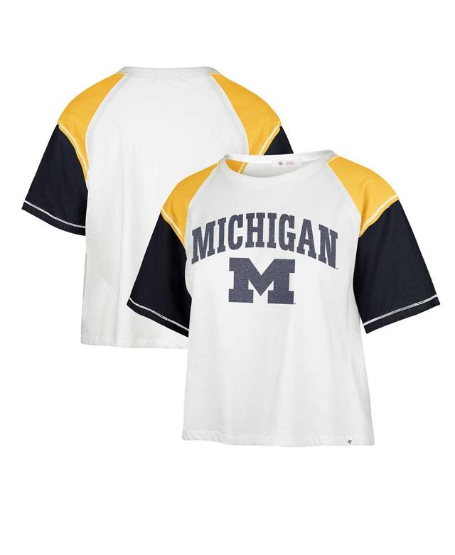 Womens 47 Brand White Distressed Michigan Wolverines Serenity Gia Cropped T-shirt Product Image