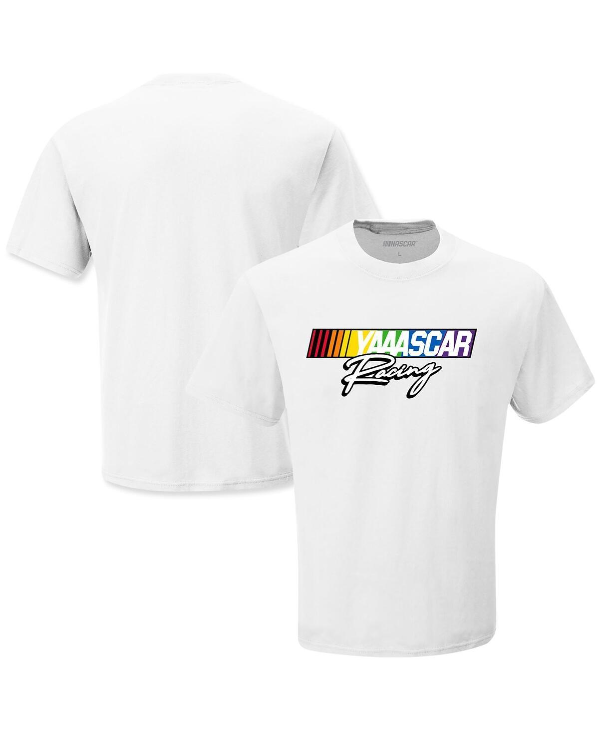 Mens Checkered Flag Sports White Nascar Racing T-shirt Product Image