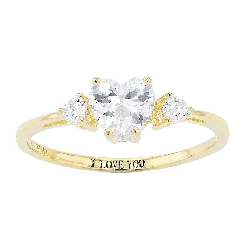 Stella Valentino 14k Gold Over Silver Lab Created Moissanite Heart Ring, Womens Gold Tone Product Image