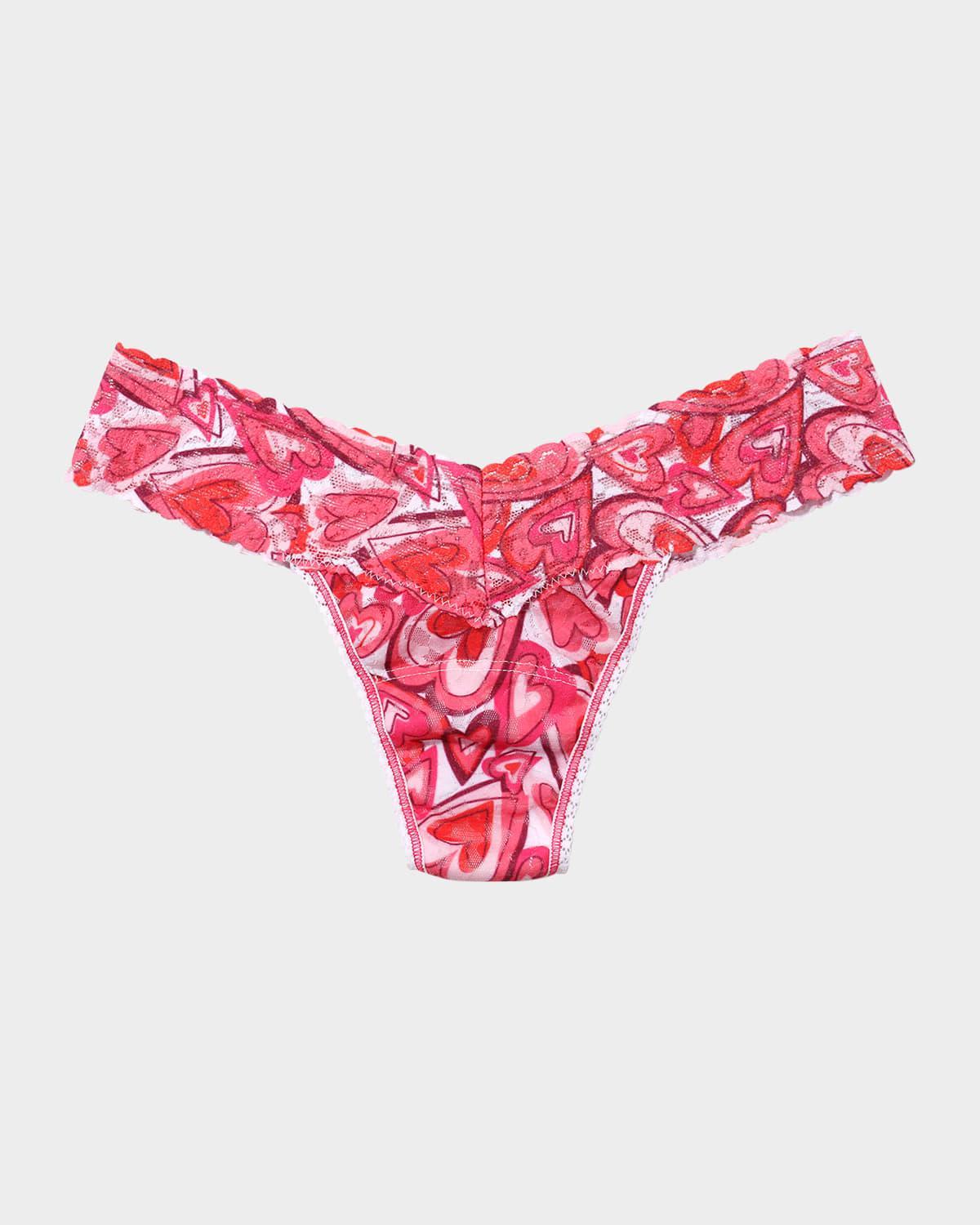 Printed Low-Rise Signature Lace Thong Product Image