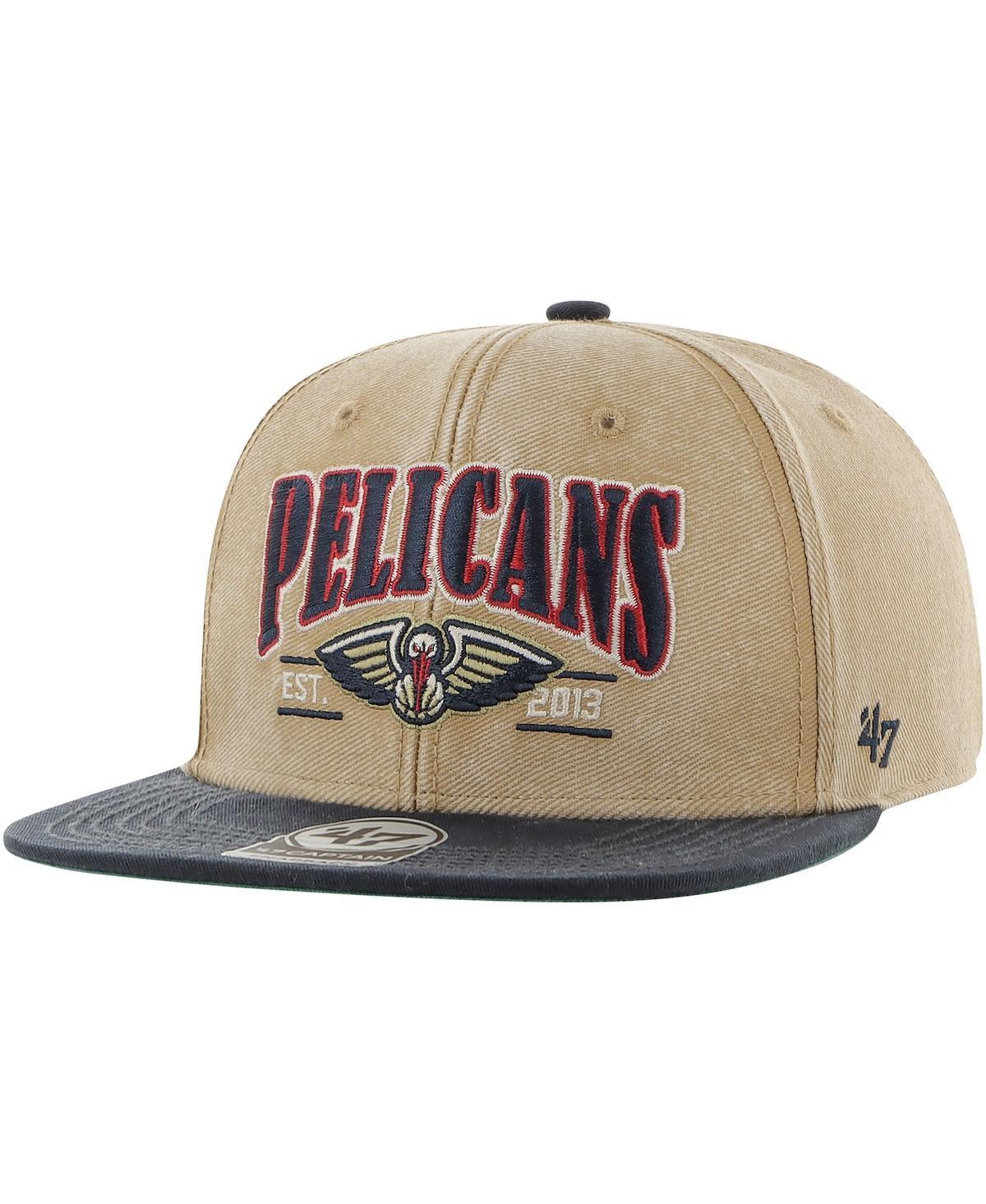 Mens 47 Khaki/Navy New Orleans Pelicans Chilmark Captain Snapback Hat Product Image