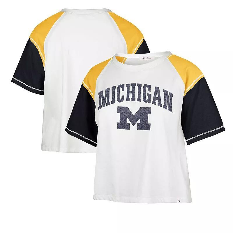 Womens 47 Brand White Distressed Michigan Wolverines Serenity Gia Cropped T-shirt Product Image