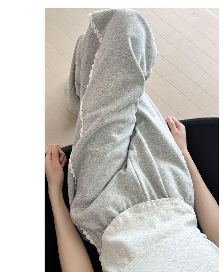 High Waist Plain Wide Leg Sweatpants Product Image