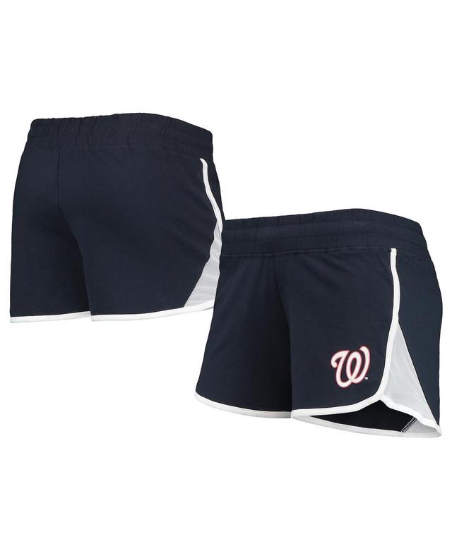 Womens New Era Washington Nationals Stretch French Terry Shorts Blue Product Image