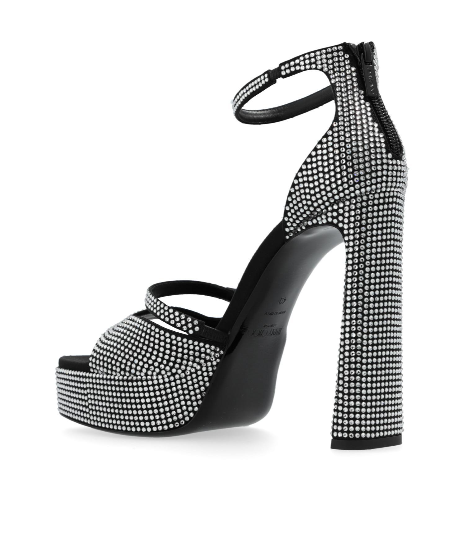 JIMMY CHOO 125mm Claressa Sandals In Black/crystal Product Image