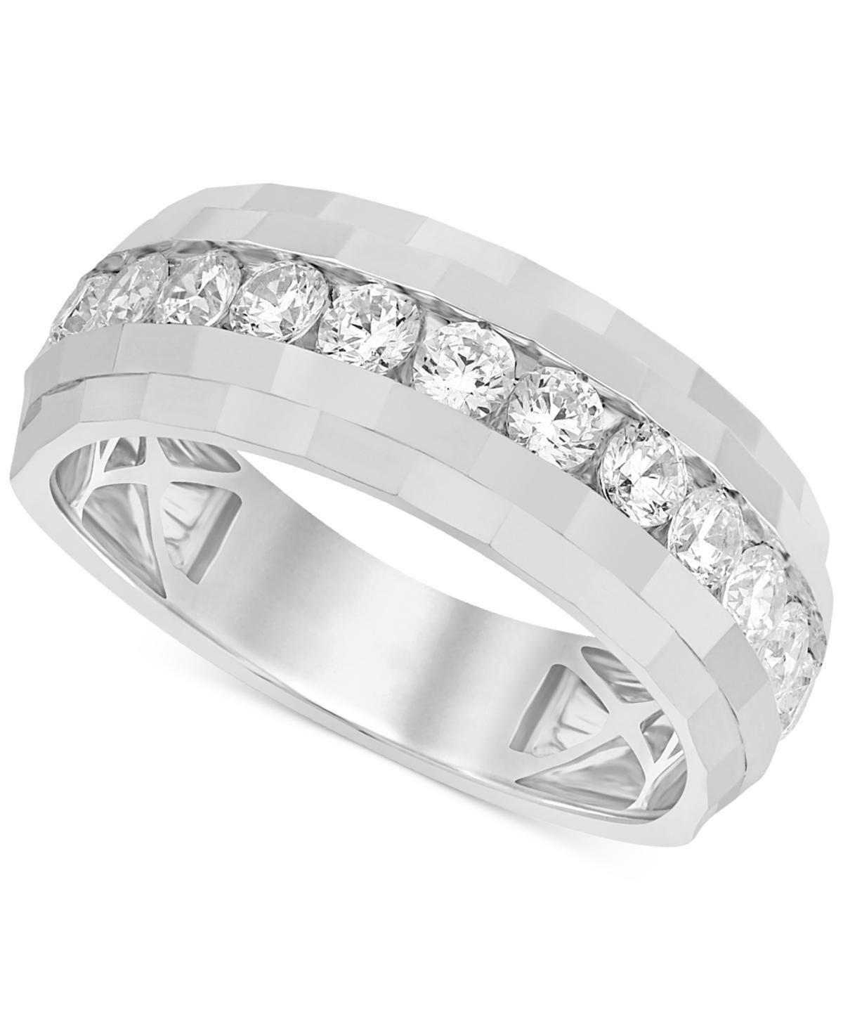 Mens Diamond Channel-Set Band (1 ct. t.w.) in 10k White Gold Product Image