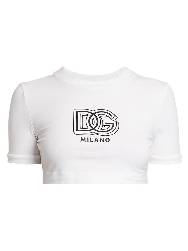 Womens Logo Cotton-Blend Crop T-Shirt Product Image