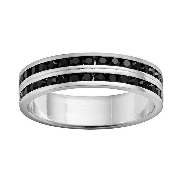 Traditions Silver-Plated Crystal Eternity Ring Set, Womens, Size: 8, Black Product Image