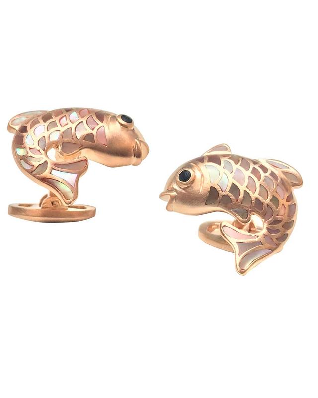 Mens Koi Fish Mother-Of-Pearl Rose Goldplated Cufflinks Product Image