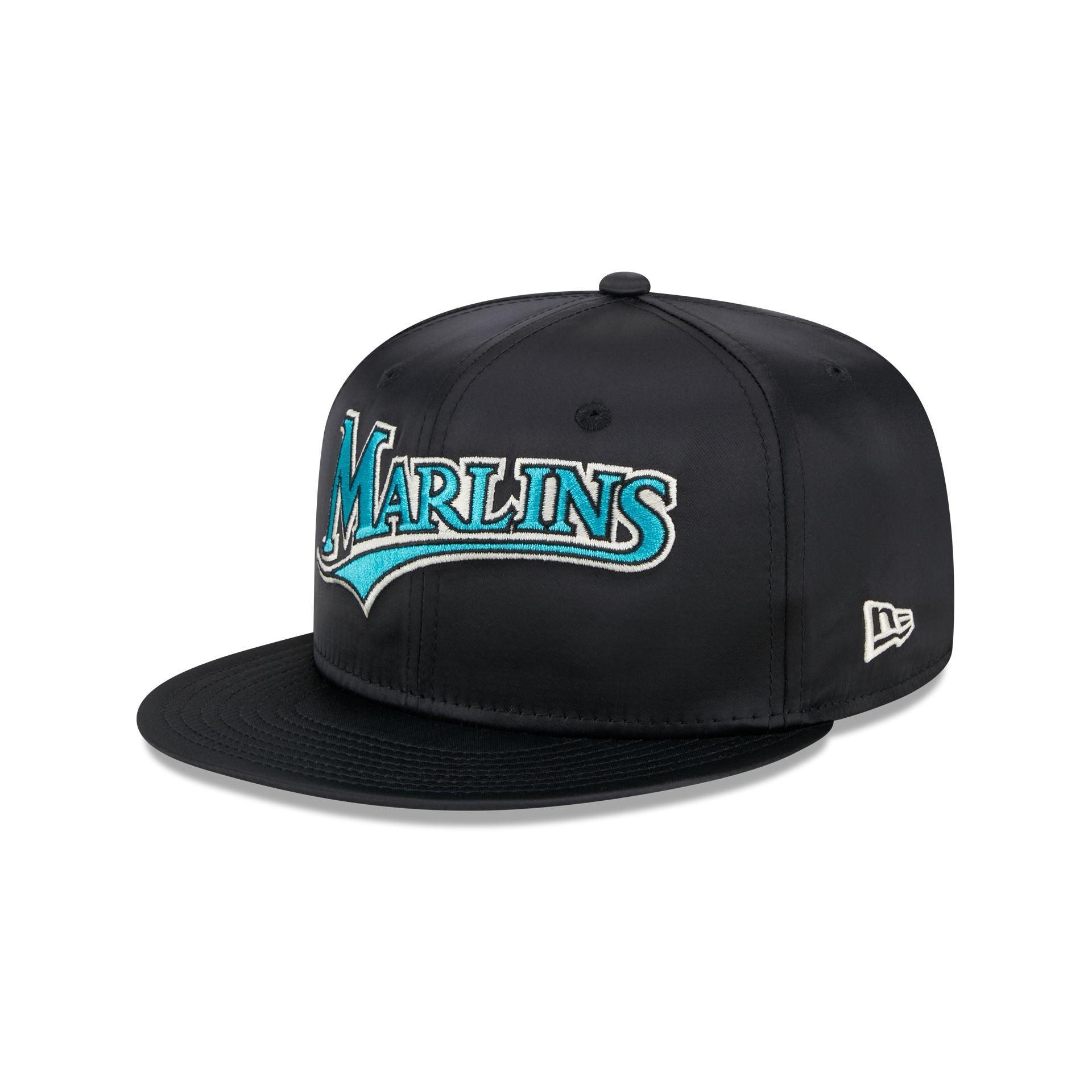 Miami Marlins Satin Script 9FIFTY Snapback Hat Male Product Image