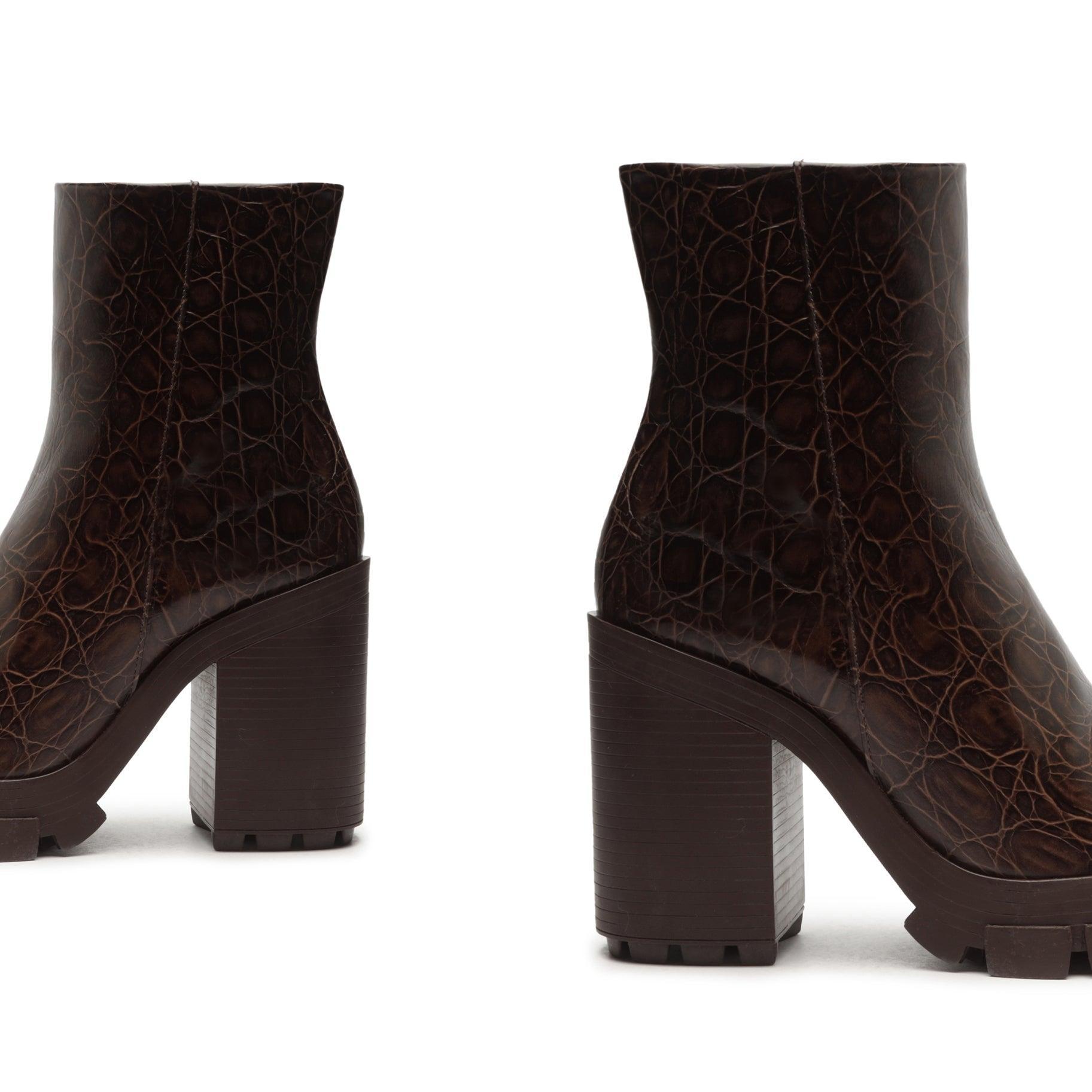 Gwendoline Crocodile-Embossed Leather Bootie Female Product Image