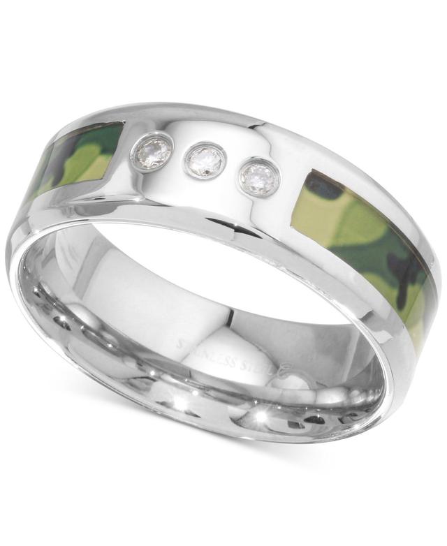 Mens Diamond Camouflage Band (1/10 ct. t.w.) Stainless Steel Product Image