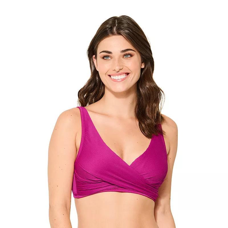 Womens Freshwater Crossover Bikini Top Rib Pink Product Image