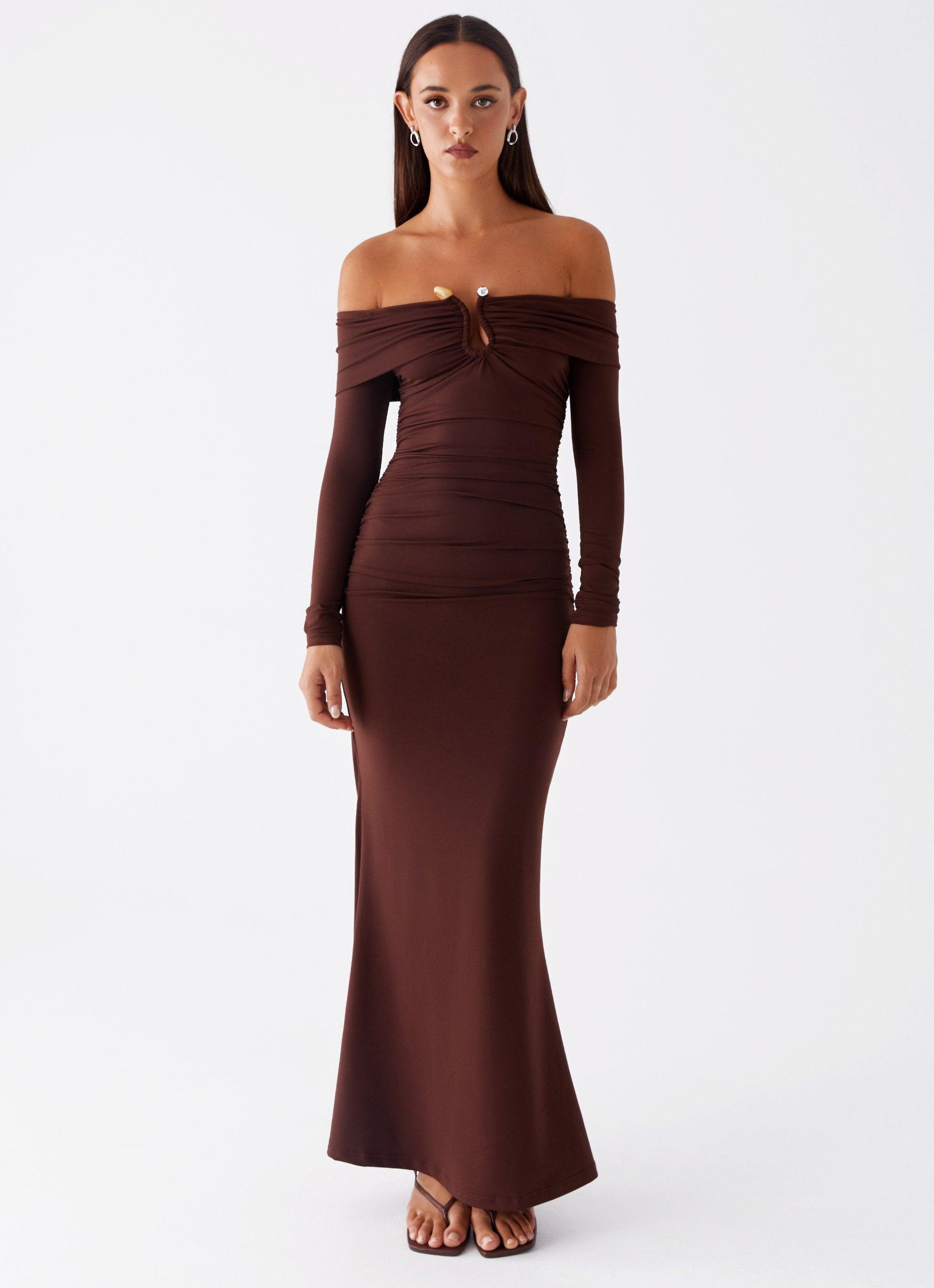 Rudy Long Sleeve Maxi Dress - Chocolate Product Image