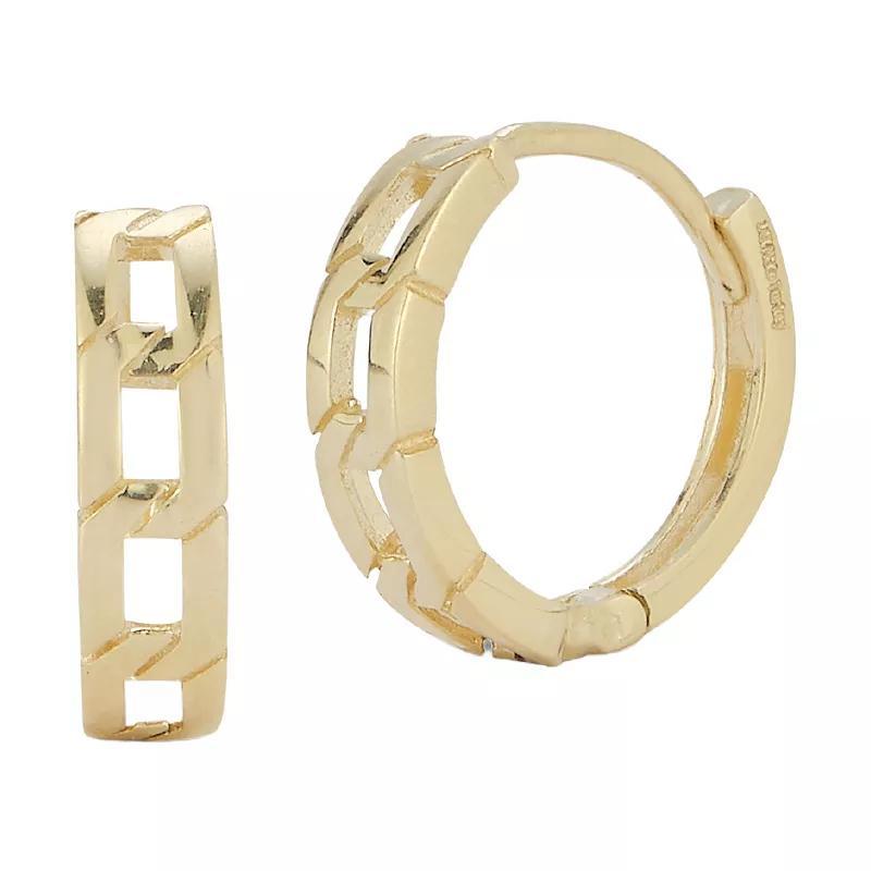 LUMINOR GOLD 14k Gold Chain Link Huggie Hoop Earrings, Womens Product Image