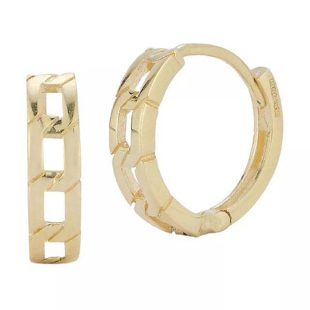 LUMINOR GOLD 14k Gold Chain Link Huggie Hoop Earrings, Womens, Yellow Product Image