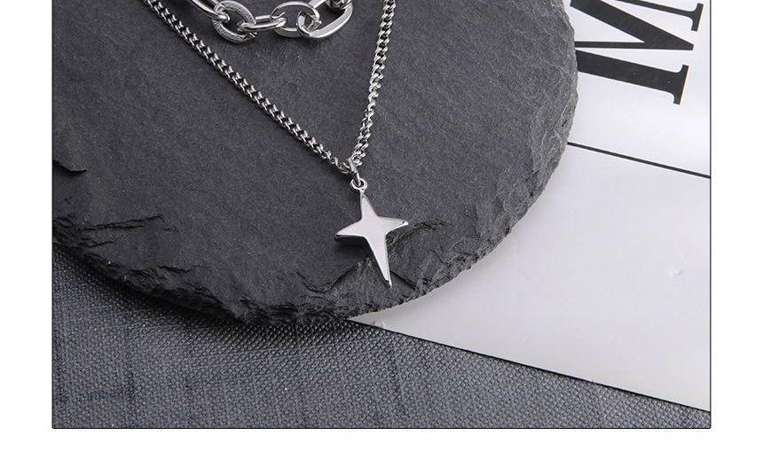 Star Pendant Layered Stainless Steel Necklace Product Image