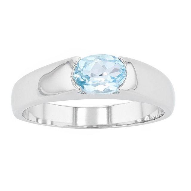 Sterling Silver Oval Blue Topaz Ring, Womens Product Image