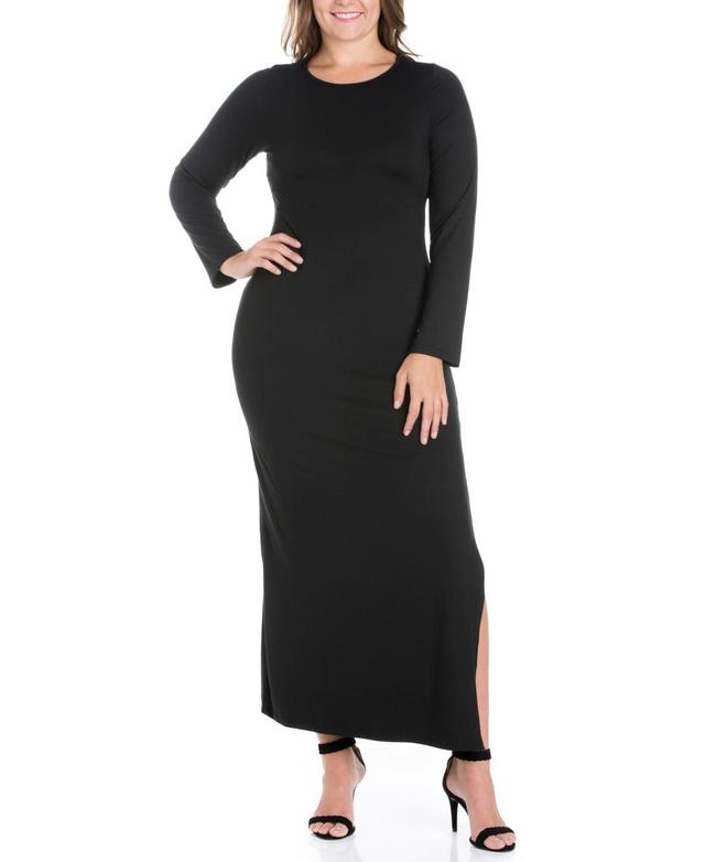 Womens Plus Size Side Slit Fitted Maxi Dress Product Image