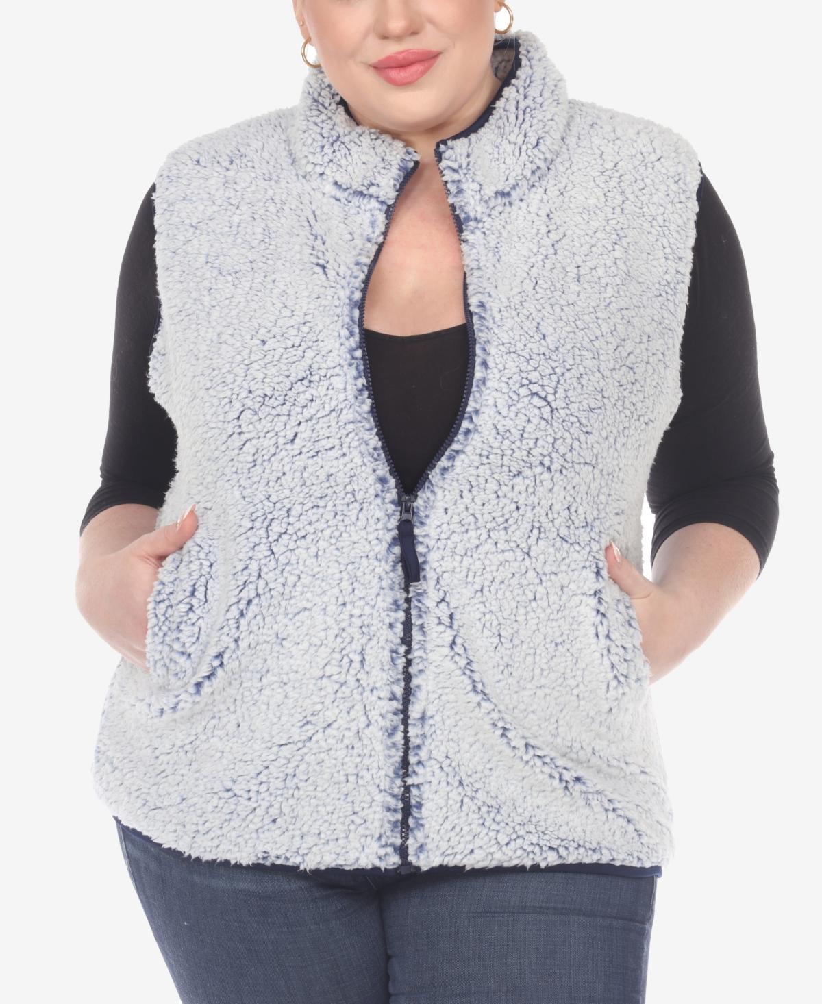 White Mark Plus Size Womens Zip Up Sherpa Vest Jacket Product Image