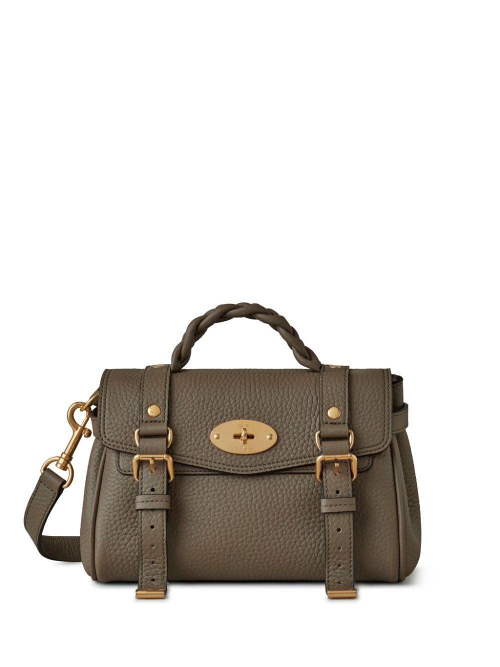 Mini Alexa Leather Tote Bag In Verde Product Image