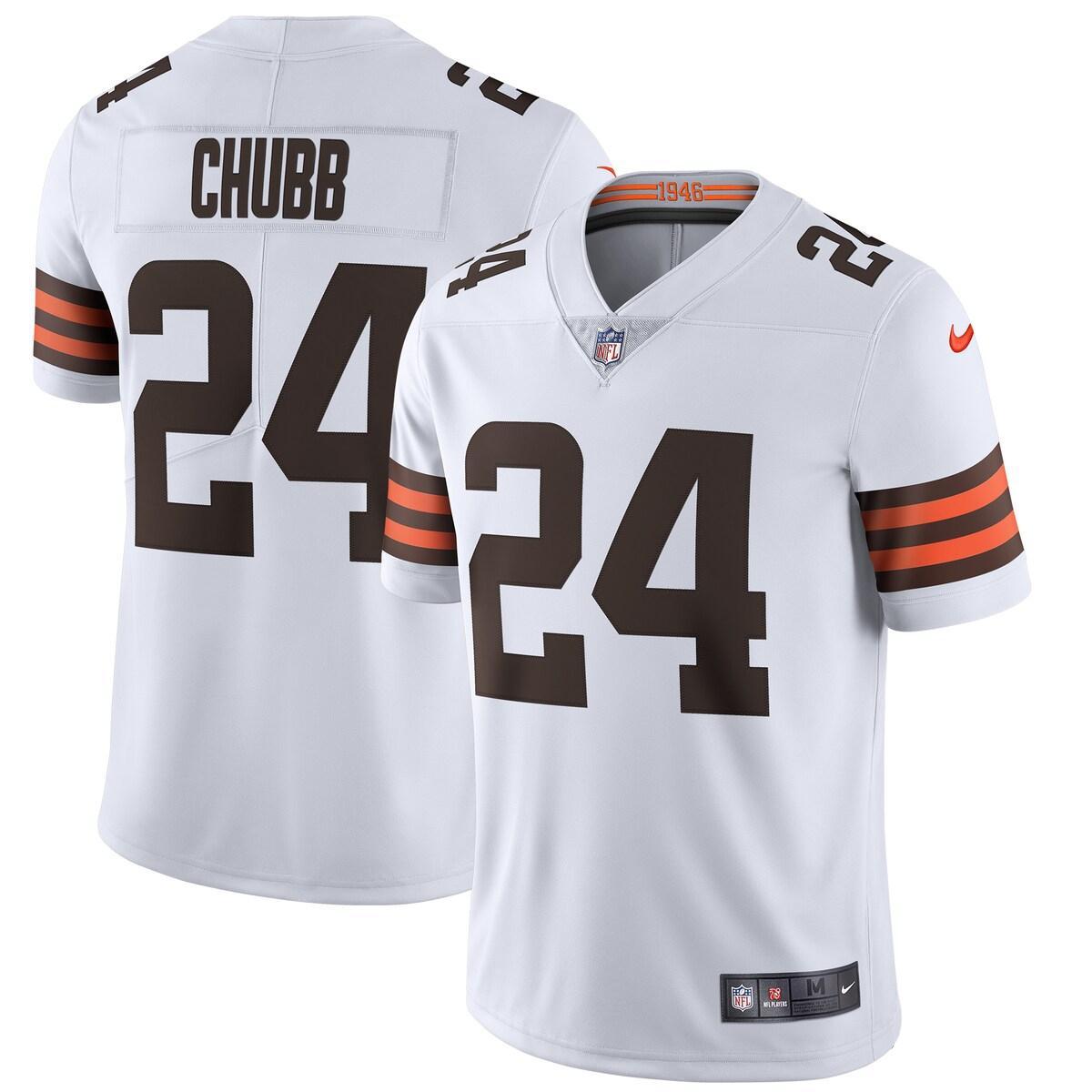 Nike Mens Cleveland Vapor Limited Jersey - Nick Chubb - White Product Image