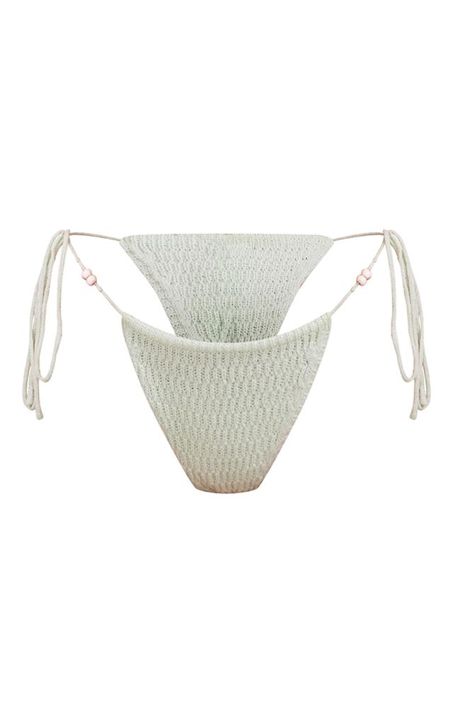 Sage Green Tie Side Crochet Bikini Bottoms Product Image