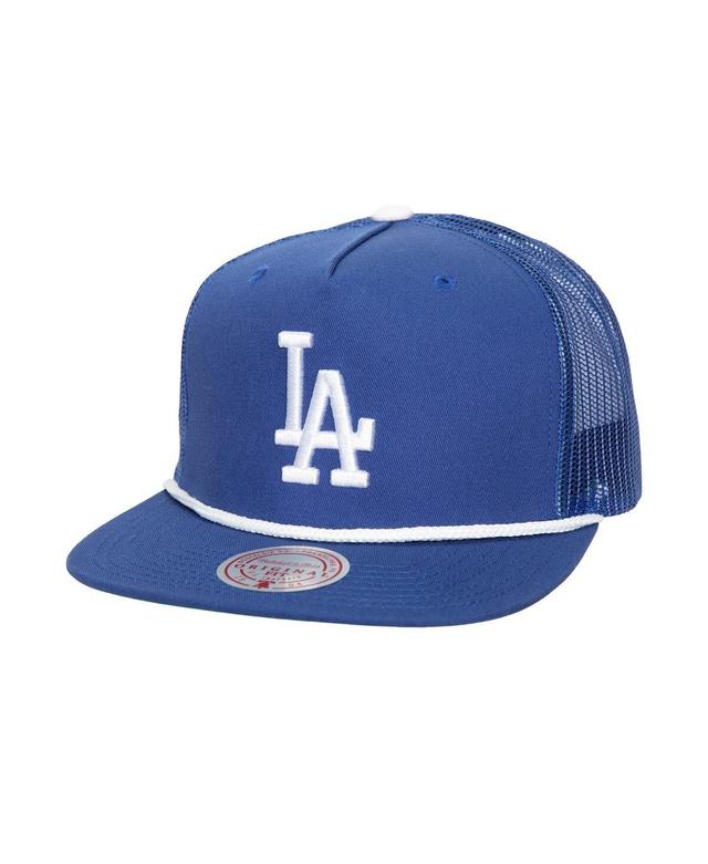 Mens Mitchell & Ness Royal Los Angeles Dodgers Rope Trucker Snapback Hat Product Image