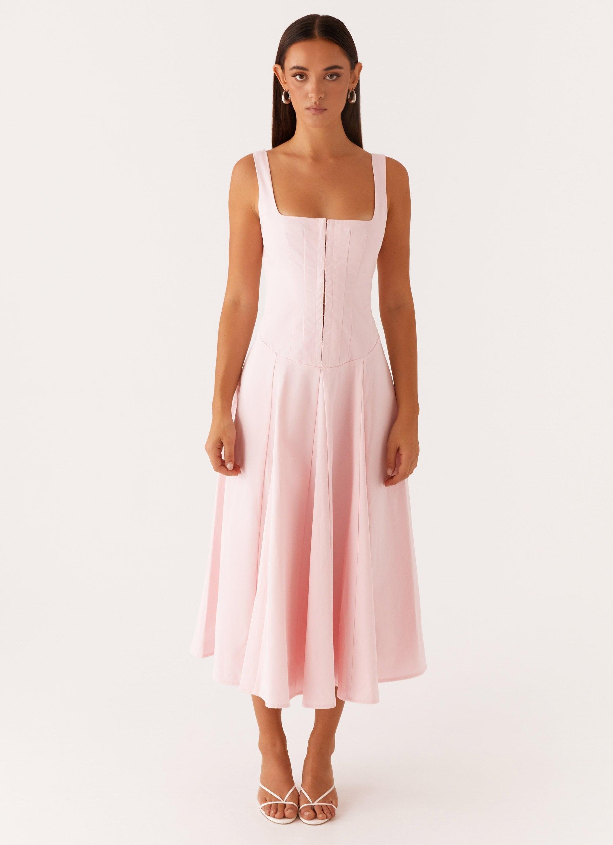 Ebony Midi Dress - Pastel Pink Product Image