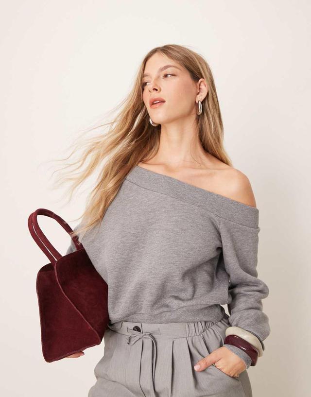 ASOS DESIGN asymmetric boxy sweat in gray Product Image