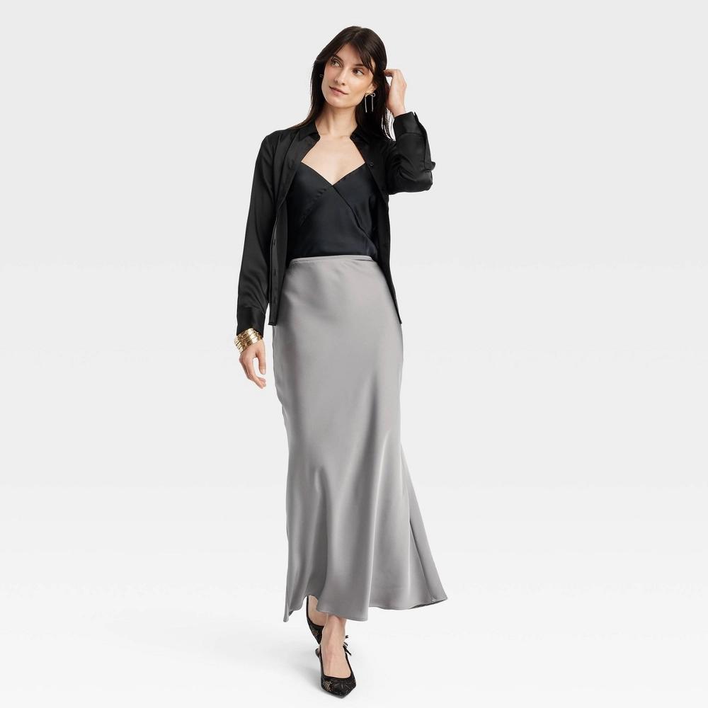 Women's Maxi Slip Skirt - A New Day™ Gray XS Product Image