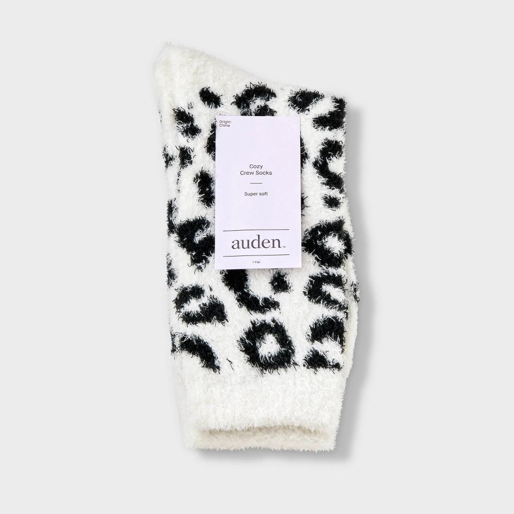 Womens Leopard Cozy Crew Socks - Auden 4-10 Product Image