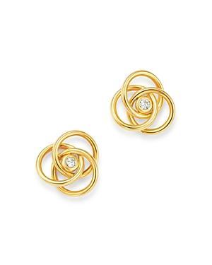 Saks Fifth Avenue Made in Italy Saks Fifth Avenue Women's 14K Yellow Gold Diamond Love Knot Earrings  - female - Size: one-size Product Image