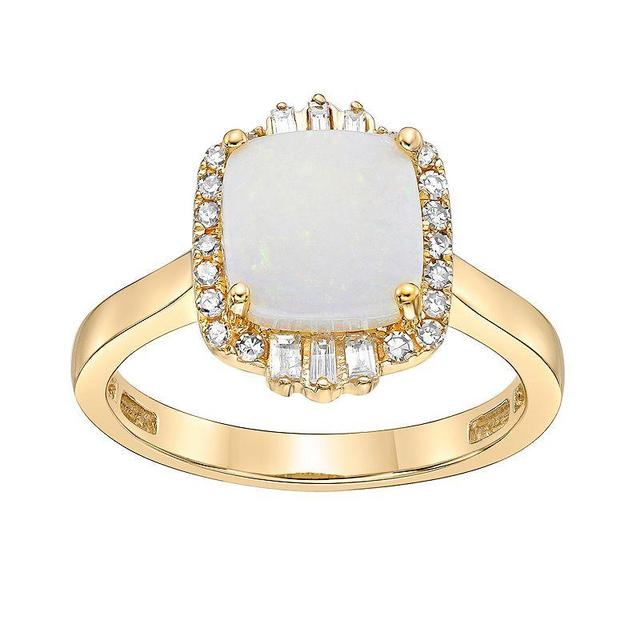 Gemminded 10k Gold 1/4 Carat T.W. Diamond & Opal Ring, Womens Product Image