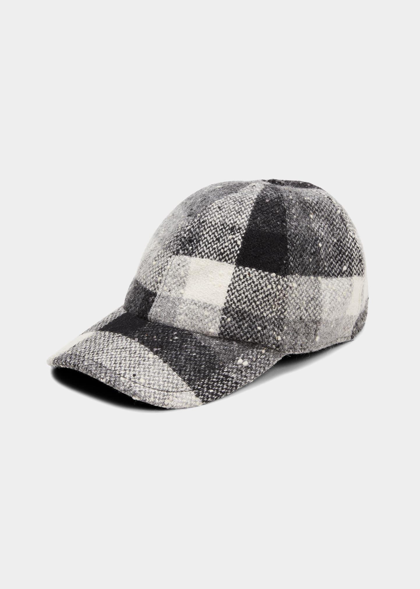 Mens Plaid-Print Wool Baseball Cap Product Image