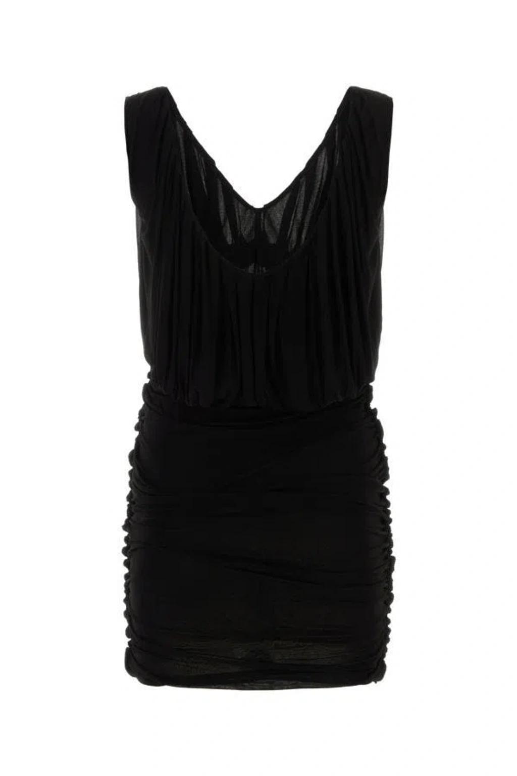 Draped Sleeveless Dress In Black Product Image