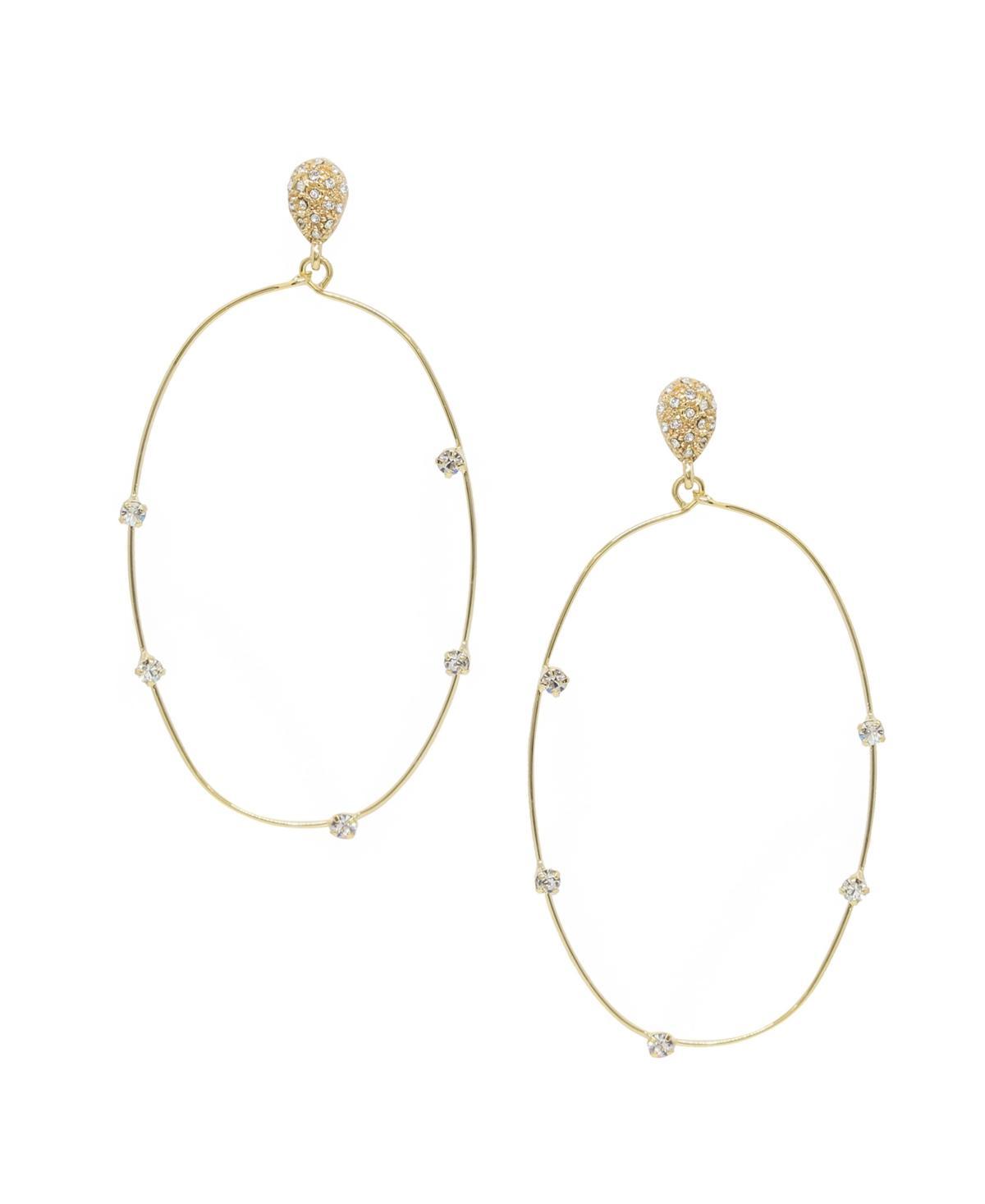 Ettika Delicate Crystal Large Oval Hoop Womens Earrings Product Image