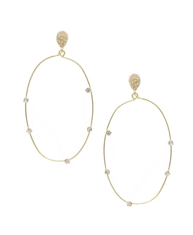 Ettika Delicate Crystal Large Oval Hoop Womens Earrings Product Image