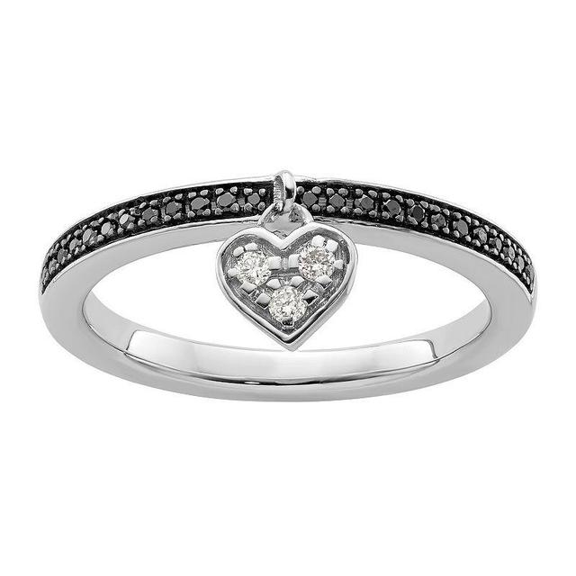 Stacks & Stones Sterling Silver Stackable Black & White Diamond Accent Heart Ring, Womens Multicolor Product Image