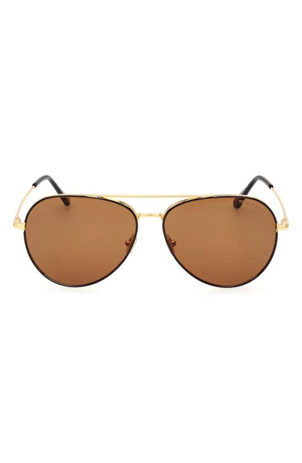 TOM FORD Men's Dashel Double-bridge Metal Aviator Sunglasses In Black Product Image