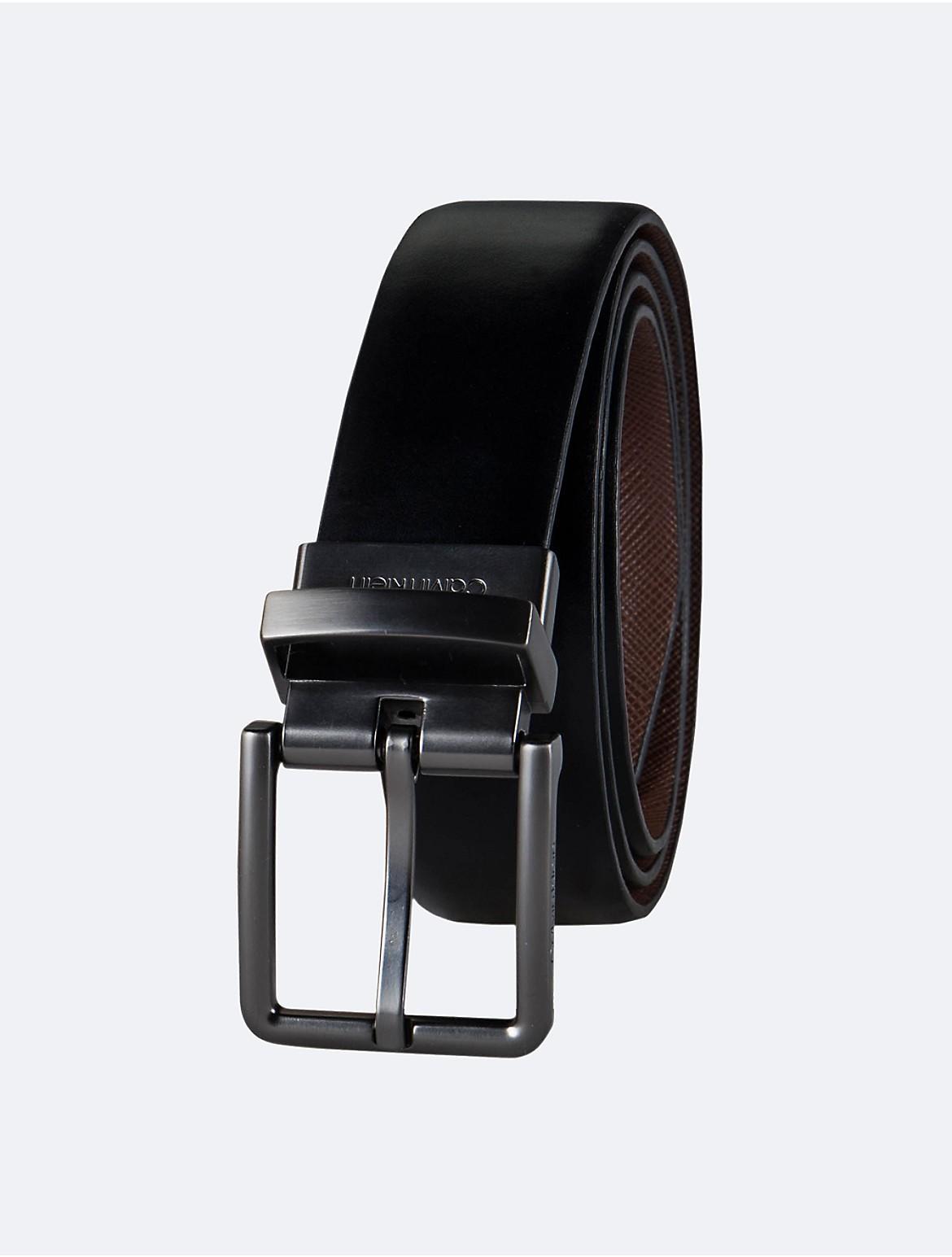 Calvin Klein Men's Reversible Recycled Leather Belt, Black, Medium Product Image