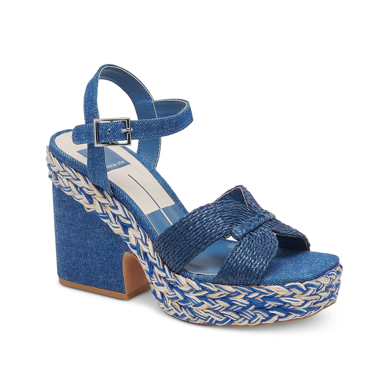 Dolce Vita Cale Raffia Ankle Strap Platform Sandals Product Image