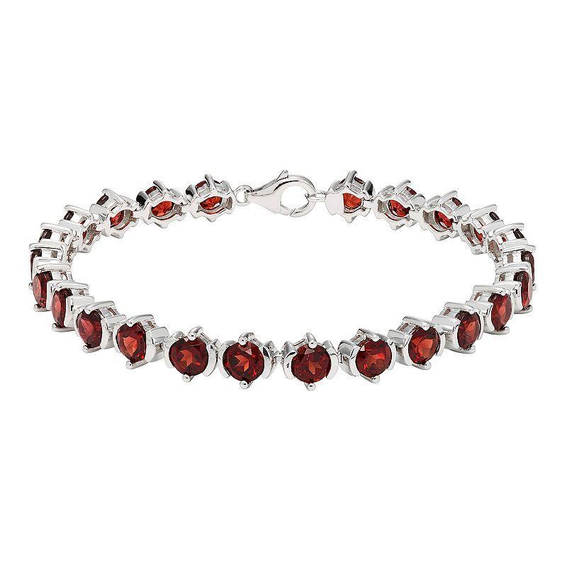 Sterling Silver & Garnet Bracelet, Womens Product Image