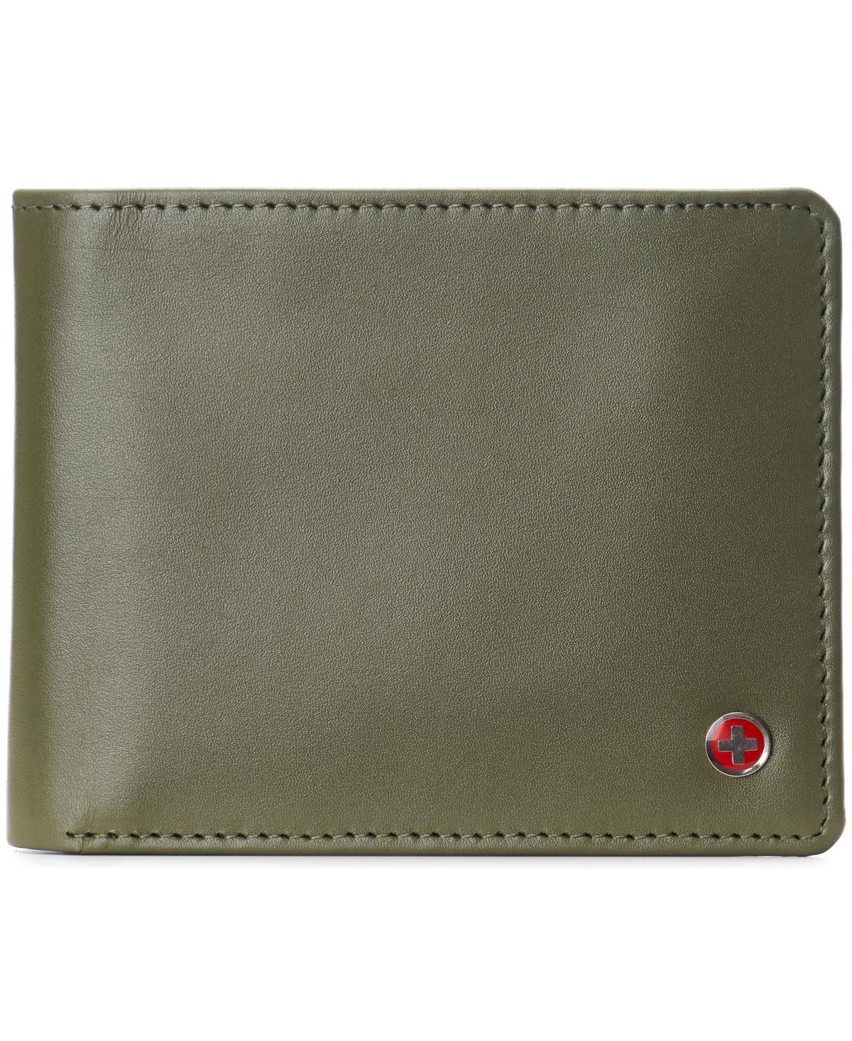 Alpine Swiss Mens Genuine Leather Wallet Passcase Bifold Rfid Safe 2 Id Windows - Tan Product Image