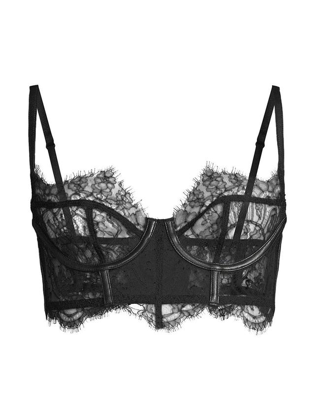 Womens Lace & Leather Balconette Bra Product Image