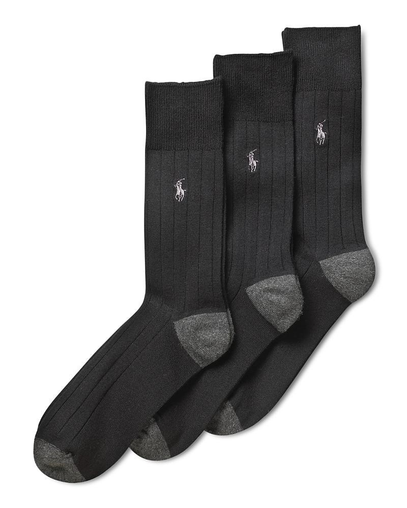 Polo Ralph Lauren Mens 3-Pk. Soft Touch Rib Dress Socks - Black/Blue Product Image