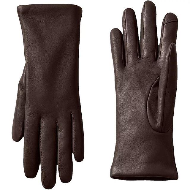 Womens Lands End Touch Screen Compatible Leather Gloves with Cashmere Lining Product Image